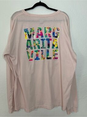 Margaritaville Jimmy Buffett Long Sleeve Pink T Tee Shirt Floral Womens Size XXL